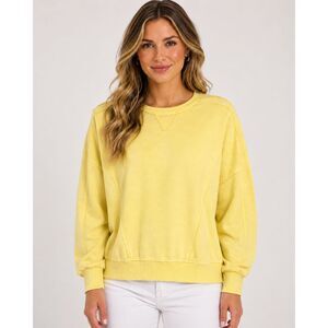 Six/Fifty Sweatshirt XS Yellow Oversized Dolman Batwing Sleeve Pullover Top